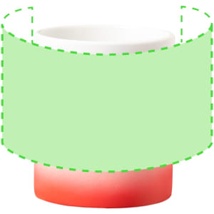 A coffee mug featuring a gradient design from white to pink, with a blank area for customisation.