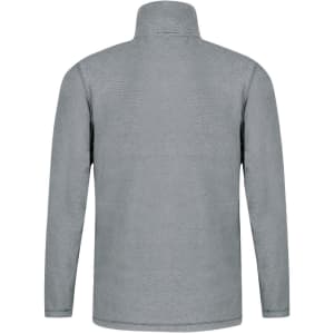 A grey polar fleece jacket with a high collar, featuring a plain design and no visible logos.