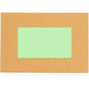 A rectangular, brown cardboard box with a green window cutout. The box has no visible branding or text.