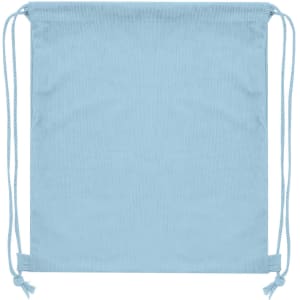 A light blue Azurax drawstring bag featuring adjustable cords and a simple design. It includes a logo.