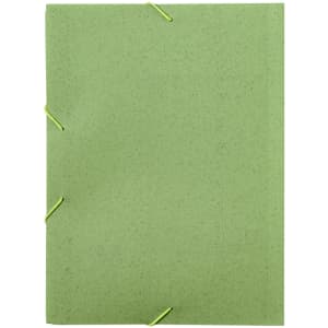 A green Quixar Folder with yellow fasteners, designed for office and business use.