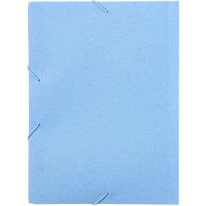 A blue folder with a textured surface, secured by two blue bindings, ideal for organising documents.