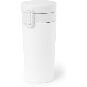 A drink bottle in white, featuring a secure lid and sleek design, ideal for keeping beverages insulated.