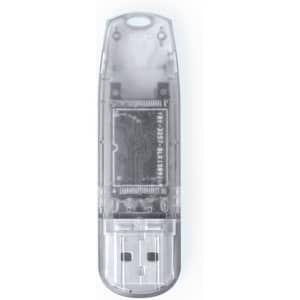 A transparent grey 16GB USB memory flash drive featuring a visible circuit board inside.