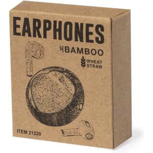 A brown cardboard box containing Krofin Earphones, featuring a simple illustration of the earbuds.