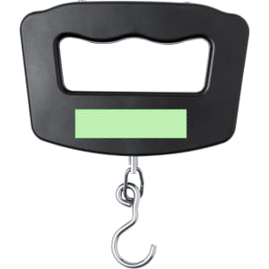 A black Niben weighing scale featuring a handle and a metal hook for weighing items.