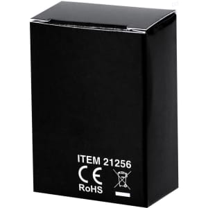 A black box containing the Kondes 20X Magnifier Keyring, featuring a simple design and a logo.