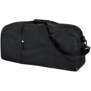 A black tote bag featuring a spacious design with an adjustable shoulder strap and a zippered compartment.