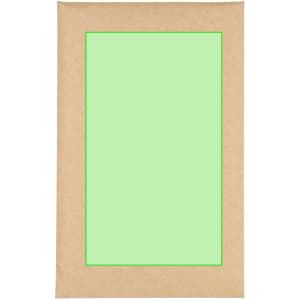 A rectangular card decoration with a green centre and a brown kraft paper border, featuring a simple design.