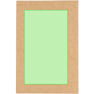 A brown cardboard Christmas card decoration with a green inner frame. It features a simple, natural aesthetic.