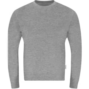 A grey Skelton adult sweatshirt with long sleeves and a round neck. It features a logo.