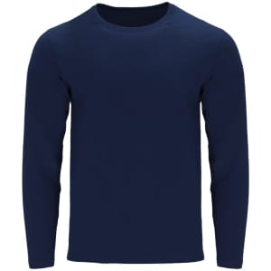 A navy blue Hawk Adult Colour T-Shirt with long sleeves and a round neckline, featuring a logo.