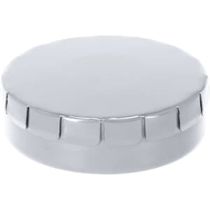 A grey candy dispenser lid with a textured edge, featuring a centred top and a sleek finish.