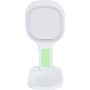 A white multifunction mirror with a green accent, designed for use as a wireless charger.