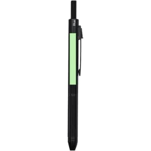 A multicoloured pen and mechanical pencil with a black body and a mint green section, featuring a clip and branding.