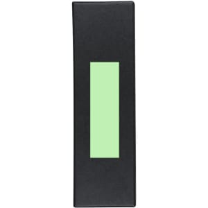 A black pencil case with a light green rectangular space on the front, featuring a simple, sleek design.