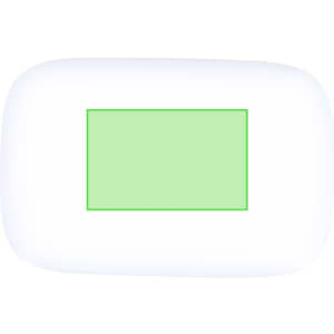 A white power bank with a green rectangular area, featuring a logo.