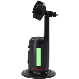 A black automatic tracking phone holder with a green accent, featuring a stable base and adjustable arm.