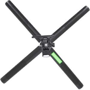 A black automatic tracking holder with a central mount and arms extending in an X shape. ✦
