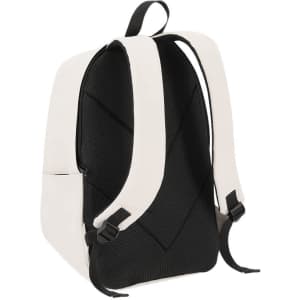 A black and white Kalek backpack featuring padded straps and a textured back panel. It has a brand logo.