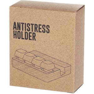 A brown cardboard box packaging for the Terap Antistress Holder, featuring a simple design and a logo.