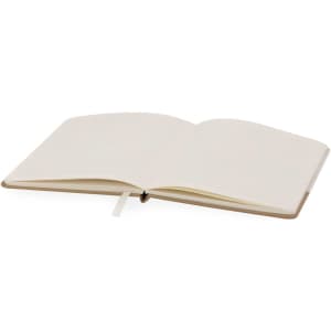 An open Mitek notepad with cream-coloured pages and a brown cover. It features an integrated ribbon marker.