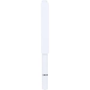 A white notepad holder with a pen, featuring a sleek design and a silver accent.