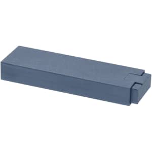 A navy blue box for storing pens, featuring a sleek, minimalist design. It has a logo on the surface.