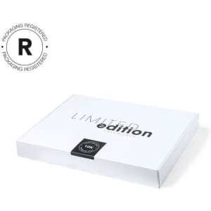 A white box with a minimalist design, featuring the words "LIMITED edition" and a logo.
