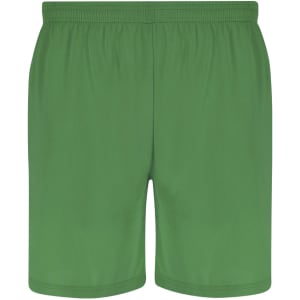 Green dress shorts with an elastic waistband, featuring a simple design and no visible logos.