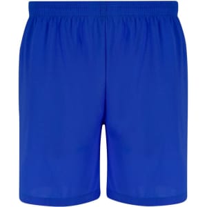 Bright blue dress shorts featuring an elastic waistband and a simple design. The shorts have a logo.