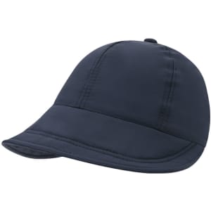 A navy blue cap with a curved brim and a structured fit. It features a logo on the front.