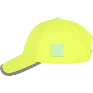 A vibrant yellow kids' cap with a grey trim and a blank area for branding.