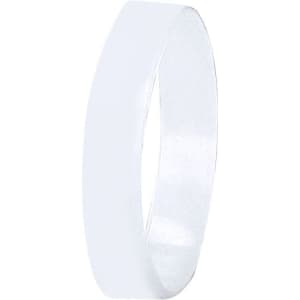 A white silicone wristband with a smooth finish and a simple design, featuring a logo.