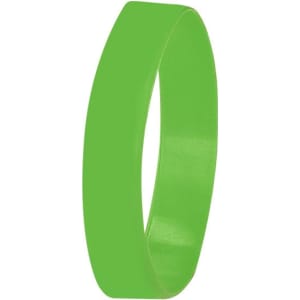 A green silicone wristband with a smooth, rounded design and a simple, unembellished appearance.