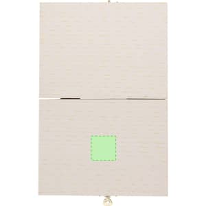 A beige Lidner Pencil Case with a clasp closure and a small green square detail, featuring a logo.