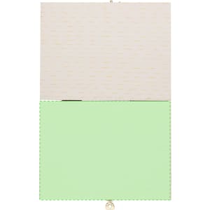 A mint green Lidner Pencil Case with a textured cream top, featuring a logo. Perfect for office and business use.