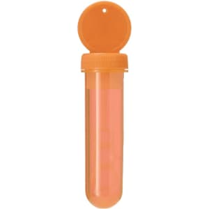 A drink bottle in a translucent orange colour with a matching screw-on cap. The bottle features a logo.