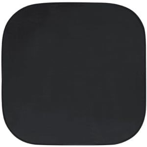 A square black sunshade with rounded corners. It features a simple design and includes a logo.