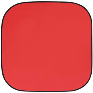 A red sunshade with a black border, designed for outdoor leisure use.