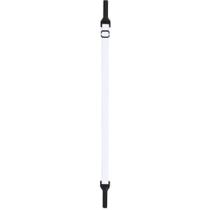 A white glasses strap with black ends, featuring an adjustable slider. The product has a simple and functional design.