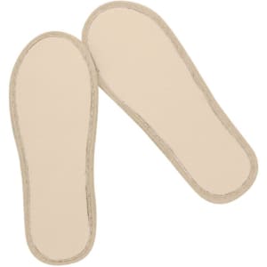 Neutral-toned espadrille insoles with a smooth surface and stitched edging, designed for comfort and style.