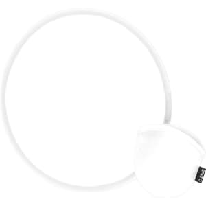 A white Lainer Frisbee with a sleek design and a logo on one side. Ideal for outdoor fun and games.