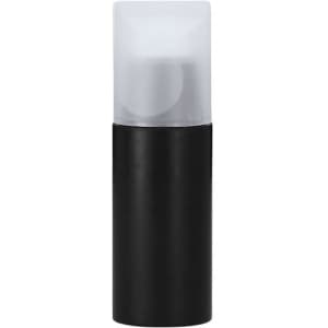 A sleek black fan with a transparent top. The design is modern and minimalistic, featuring a subtle logo.