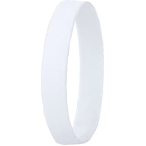 A white silicone wristband with a smooth finish and no visible text or branding.