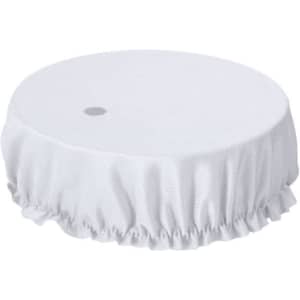 A white Irwing Cup Cover with a frilled edge, featuring a central hole. It has a simple and elegant design.