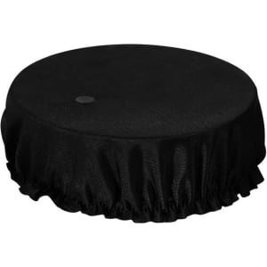 A round black cup cover with a gathered edge, featuring a small button detail on top.