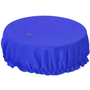 A round, purple fabric cover with a frilled edge, designed to fit over drink cups or bottles.