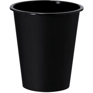 A drink bottle in a sleek black design, featuring a smooth finish and a simple shape. It has a logo.