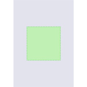 A green square on a light grey background, outlined with a dashed green line. The image includes a logo.
